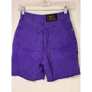Steel Jeans Vintage 90s Purple High Waisted Raw Hem Denim Shorts Size 5 USA Made